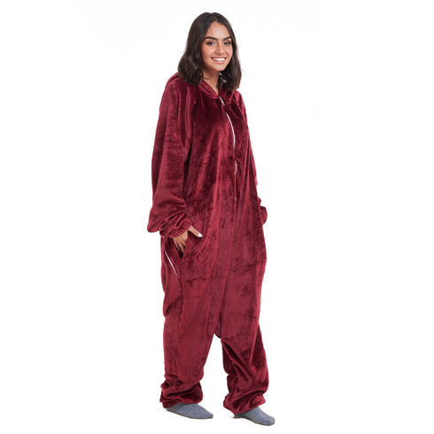 Snuggs Blanket Onesie Dark red